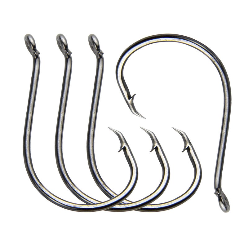 Shaddock Fishing Offset Circle Hooks Octopus Saltwater Fishing Hooks High Carbon Steel Fishing Gear Tackles for Freshwater Catfish Trout, Black, Size 7/0, 100pcs - Image 1